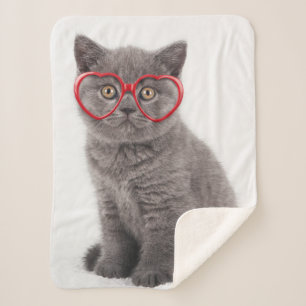 Cobertor Sherpa Bebês Mais Pobres Óculos de coração de Kitten