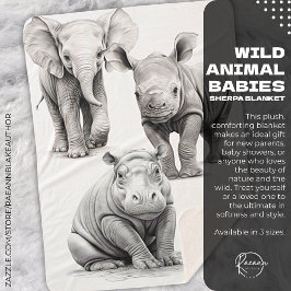Cobertor Sherpa Bebês Selvagens Pretos e Brancos Sherpa Blanket