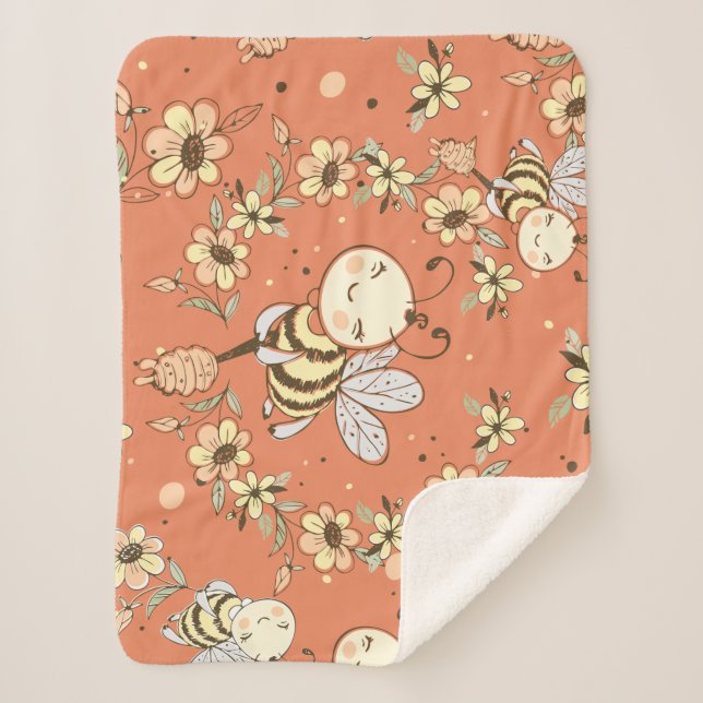 Cobertor Sherpa Bee Painting (Frente)