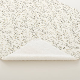 Cobertor Sherpa Bege Creme Cinza Marrom Folhas Botânicas Neutro