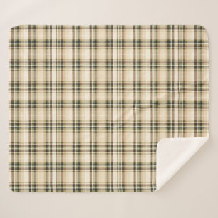 Cobertor Sherpa Beige Brown Green Tartan Xadrez presente para ele