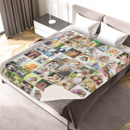 Cobertor Sherpa Beige de Colagem de Grade de 48 Fotos Múltiplas