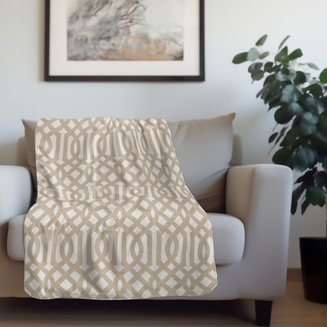 Cobertor Sherpa Beige e Ivory Trellis | Farmhouse Moderna (Criador carregado)
