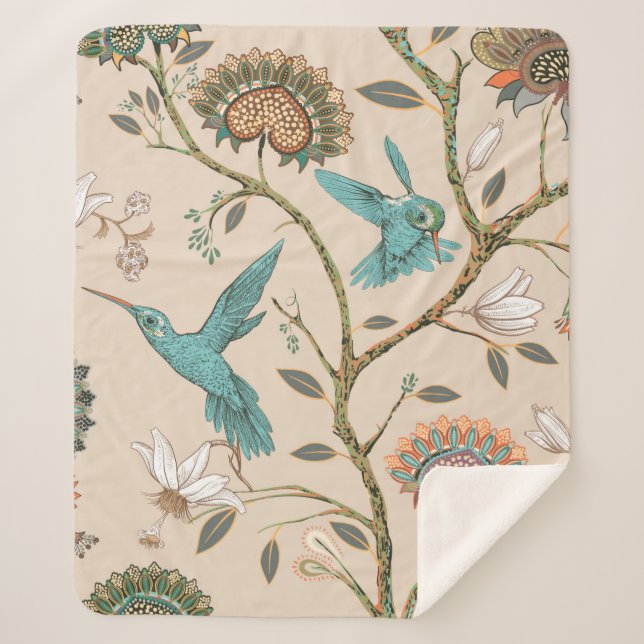 Cobertor Sherpa Beige seamless pattern with stylized flowers and b (Frente)