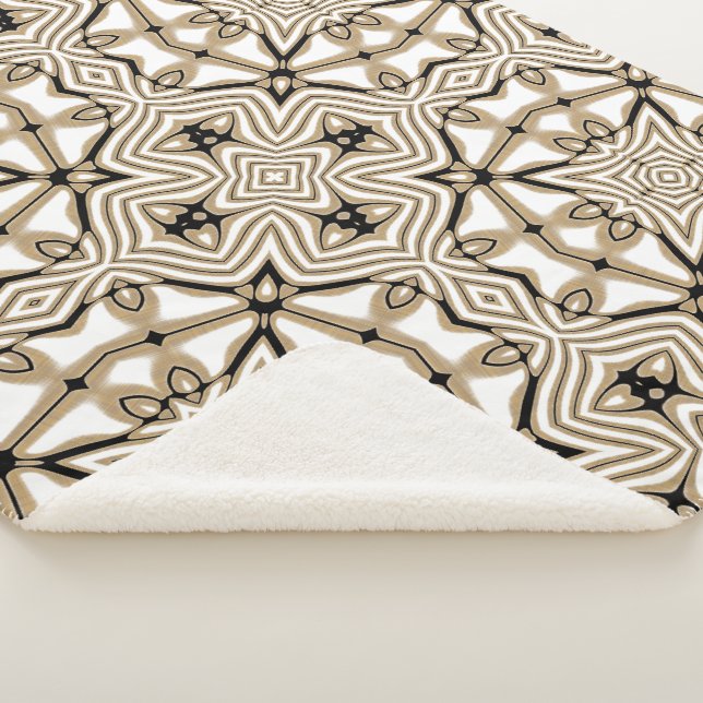 Cobertor Sherpa Beige Taupe Brown Black White Tribe Art (3/4)