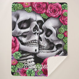 Cobertor Sherpa Beijar Esqueletos Florais em um Jardim Gótico