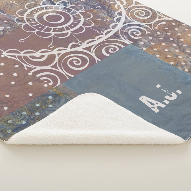 Cobertor Sherpa Bela arte, azul-marrom, industrial, cobre (3/4)