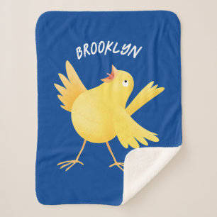 Cobertor Sherpa Bela fotografia de pássaro canário amarelo cantand