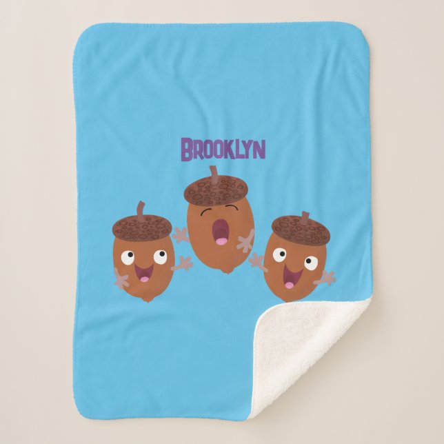 Cobertor Sherpa Belas bolotas felizes cantando cartoon para crianç (Frente)