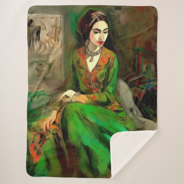 Cobertor Sherpa Beleza em Verde (Frente)