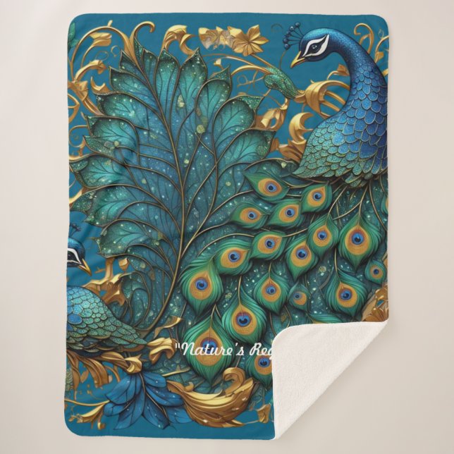 Cobertor Sherpa "Beleza Eterno de Peacock" (Frente)