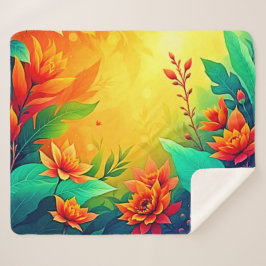 Cobertor Sherpa Beleza Floral Abstrato vibrante