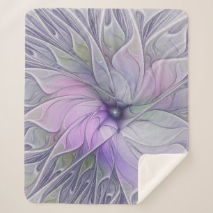 Cobertor Sherpa Beleza Impressionante Flor de Arte Fractal Abstrat