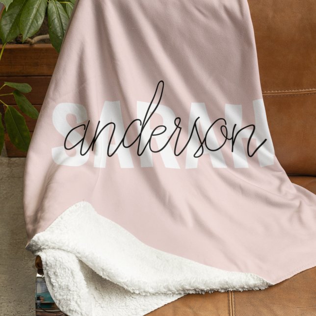 Cobertor Sherpa Beleza Rosa Moderna Pastel Personalizada Seu Nome (Criador carregado)