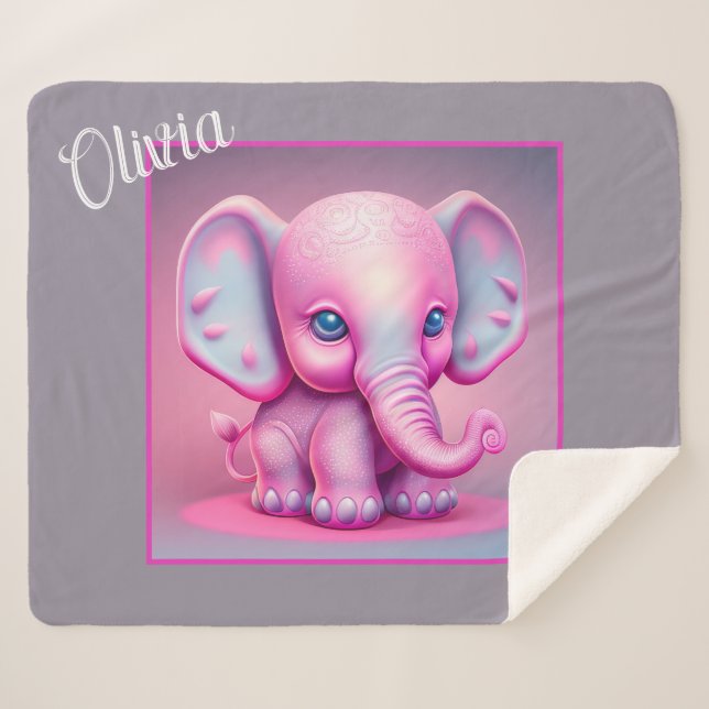 Cobertor Sherpa Belo Animador Elefante Sherpa Blanket (Frente (Horizontal))