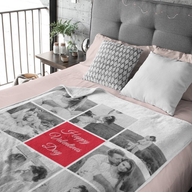 Cobertor Sherpa Belo Casal Collage Foto e Feliz Dia dos Namorados (Criador carregado)