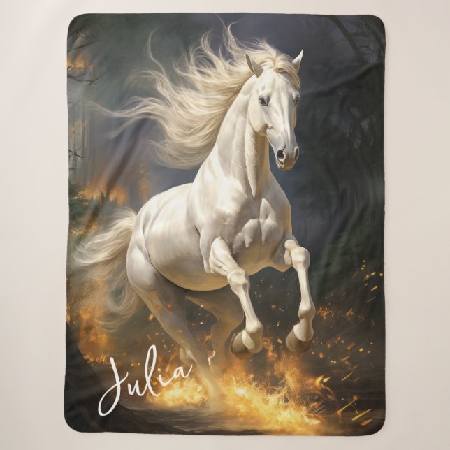 Cobertor Sherpa Belo Cavalo Branco Profundo (Frente)