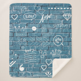 Cobertor Sherpa Belo Grafite na Caligrafia Verde da Parede