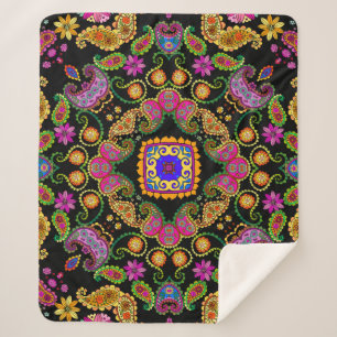 Cobertor Sherpa Belo ornamento floral com flores brilhantes e