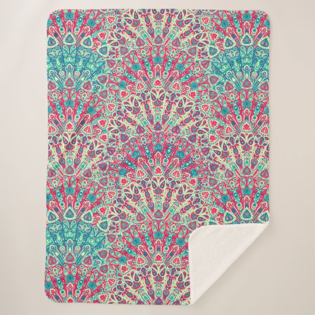 Cobertor Sherpa Belo padrão étnico (Frente)