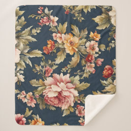 Cobertor Sherpa Belo Padrão Floral Italiano