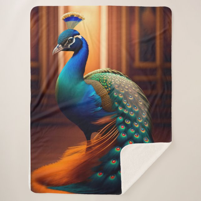 Cobertor Sherpa Belo Pavão Sherpa Blanket (Frente)