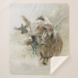 Cobertor Sherpa Belo setter com faisões, arte