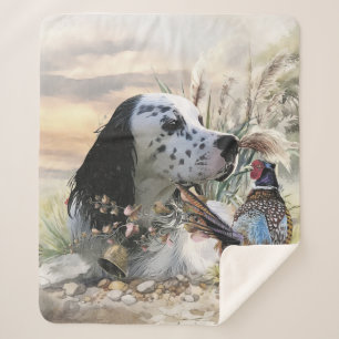 Cobertor Sherpa Belo Setter Inglês com Faasant, Arte