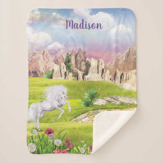 Cobertor Sherpa Belo Unicórnio Sherpa Blanket (Frente)