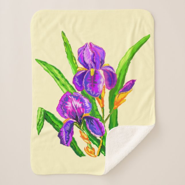 Cobertor Sherpa Belos Flores Iris Sherpa Blanket Irises (Frente)
