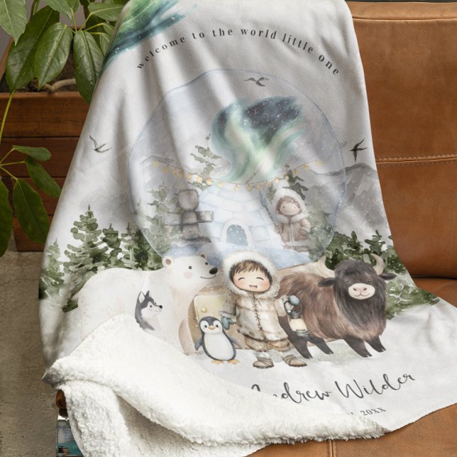 Cobertor Sherpa Bem-vindo ao Mundo | Woodland Aurora Nursery (Criador carregado)