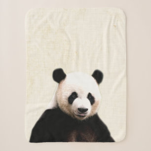 Cobertor Sherpa Berçário Minimalista com Panda Olhando Amarelo Pas