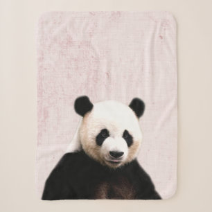 Cobertor Sherpa Berçário Minimalista Rosa Pastel Panda Peekaboo