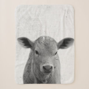 Cobertor Sherpa Berçário Minimalista Vaca Peekaboo Preto e Branco