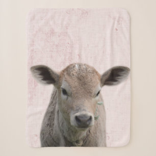 Cobertor Sherpa Berçário Minimalista Vaca Rosa Pastel Espia