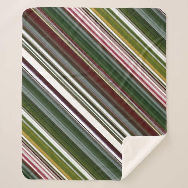 Cobertor Sherpa Berry Bush Green e Red Stripe (Frente)