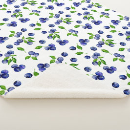 Cobertor Sherpa Berry Pattern Watercolor Blueberry Cute Vintage
