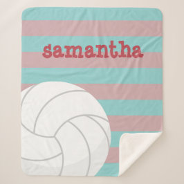 Cobertor Sherpa Berry Red & Aqua Giant Voleibol Striped