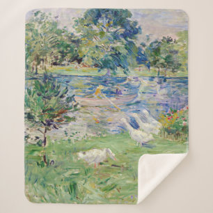 Cobertor Sherpa Berthe Morisot - Rapariga num Barco com Gansos