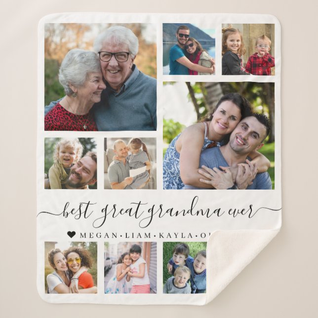 Cobertor Sherpa Best Great Grandma Ever 10 Photo Collage  (Frente)