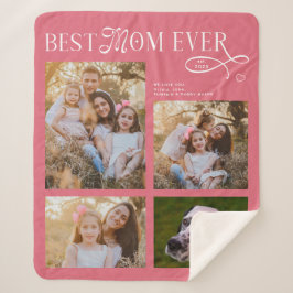 Cobertor Sherpa Best Mom Ever 4 Photos Heart Mothers Day Gifts