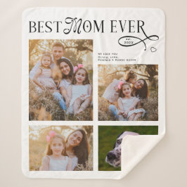 Cobertor Sherpa Best Mom Ever 4 Photos Heart Mothers Day Gifts