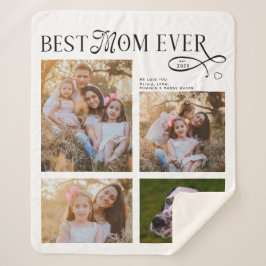 Cobertor Sherpa Best Mom Ever 4 Photos Heart Mothers Day Gifts