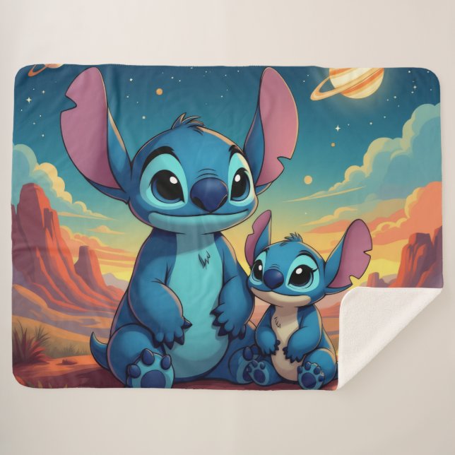 Cobertor Sherpa Beste Freunde fürs Leben – Lilo & Stitch   (Frente (Horizontal))