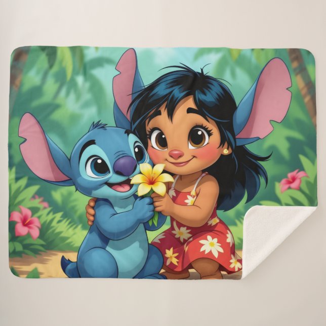 Cobertor Sherpa Beste Freunde fürs Leben – Lilo & Stitch   (Frente (Horizontal))