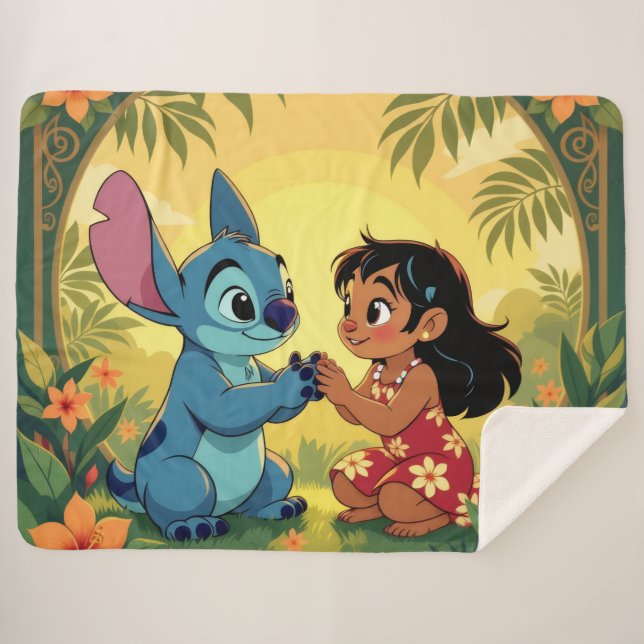Cobertor Sherpa Beste Freunde fürs Leben – Lilo & Stitch (Frente (Horizontal))