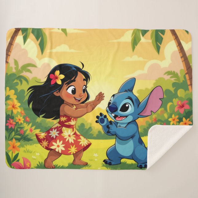 Cobertor Sherpa Beste Freunde fürs Leben – Lilo & Stitch   (Frente (Horizontal))