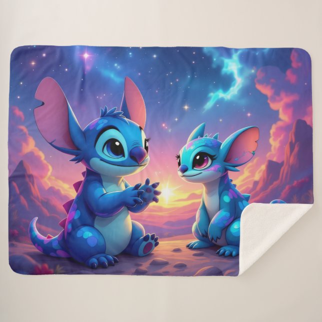 Cobertor Sherpa Beste Freunde fürs Leben – Lilo & Stitch   (Frente (Horizontal))