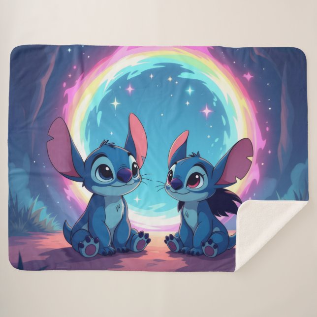 Cobertor Sherpa Beste Freunde fürs Leben – Lilo & Stitch   (Frente (Horizontal))