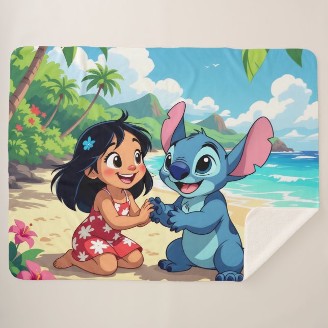 Cobertor Sherpa Beste Freunde fürs Leben – Lilo & Stitch2 (Frente (Horizontal))